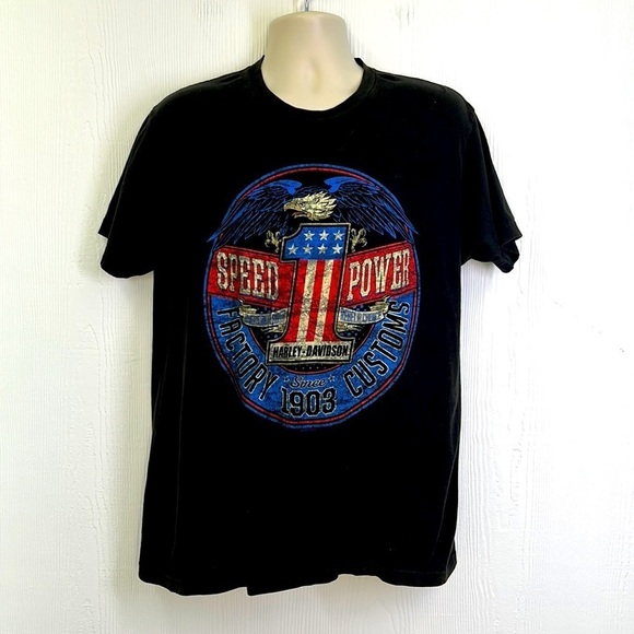 Harley Davidson - Bald Eagle Speed Power Folsom CA Short Sleeve T Shirt Size LG - Picture 1 of 12
